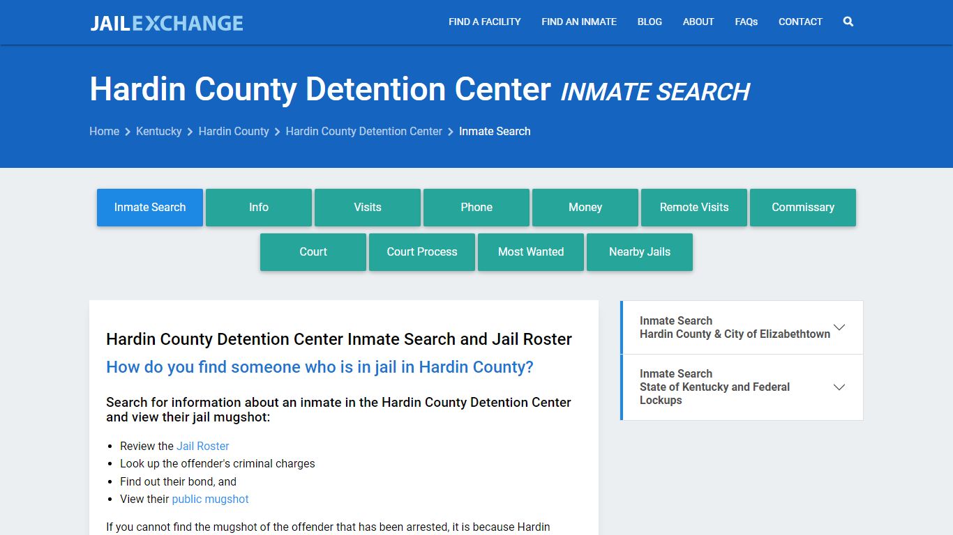 Hardin County Detention Center Inmate Search - Jail Exchange